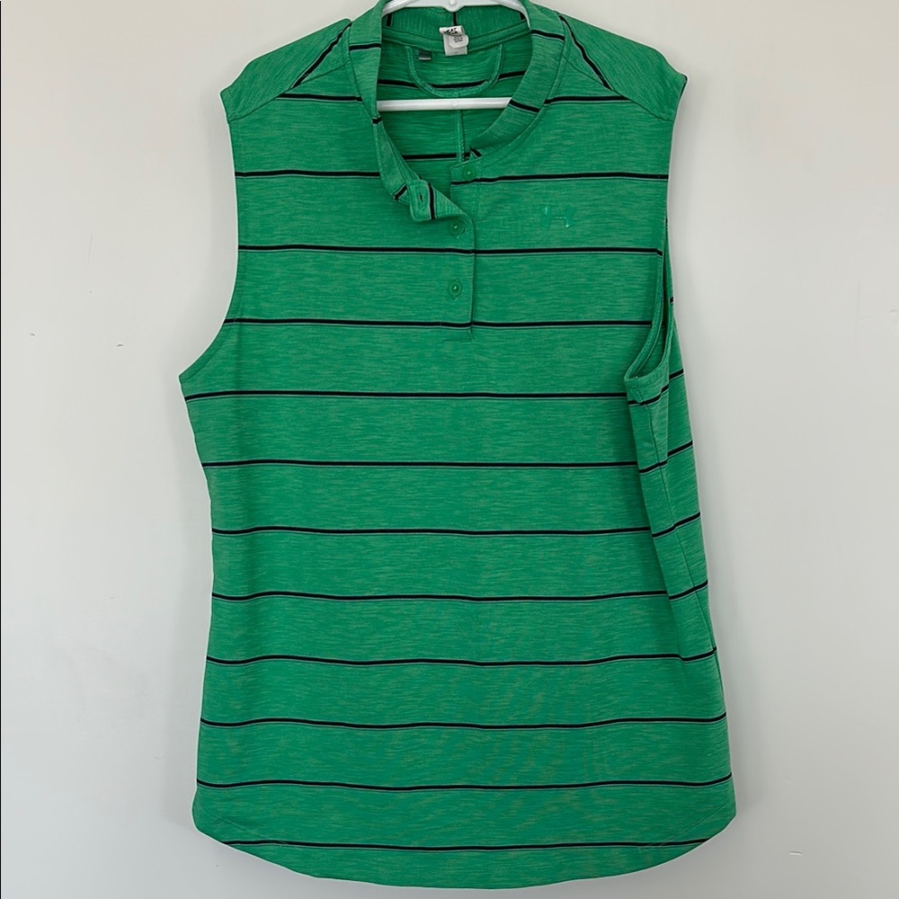 Under armour Green Striped Sleeveless Top youth xl
